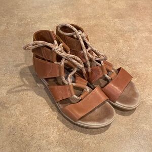 Sorel Brown Strappy Sandals with Wedge Heel